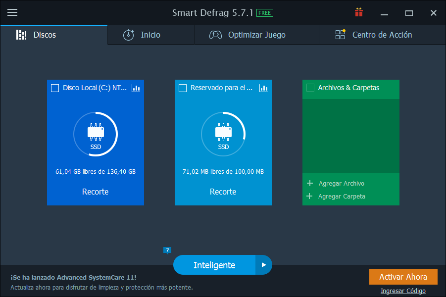 Smart Defrag Portable Desfragmentación y optimización de discos duros