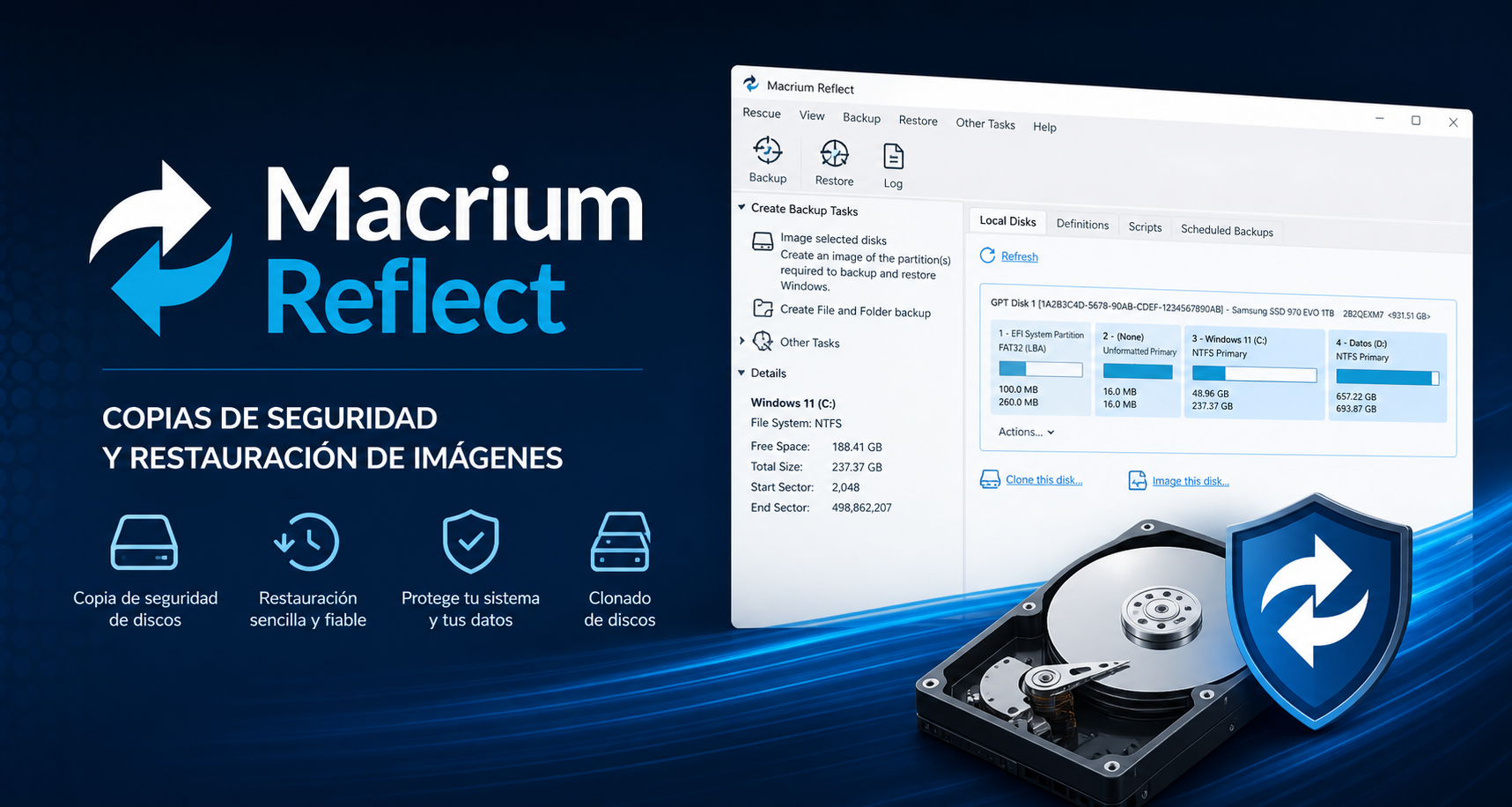 Macrium Reflect FREE Edition 8.0.7783 Nueva versión de este práctico programa para crear imágenes de tu sistema.