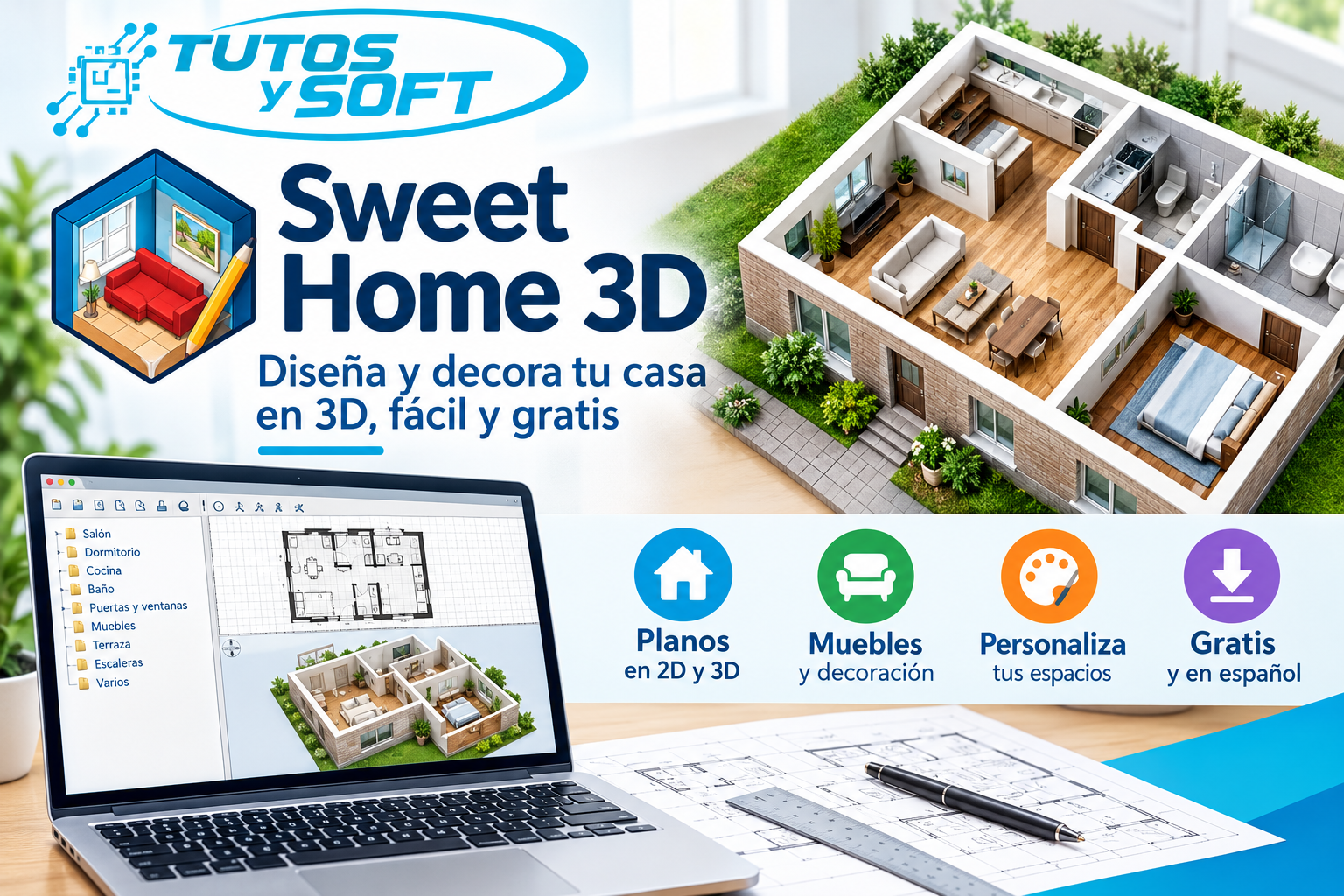 Sweet Home 3D 7.6.1 - Dibujar el plano de tu casa nueva o nueva distribución para la tuya en 3D 